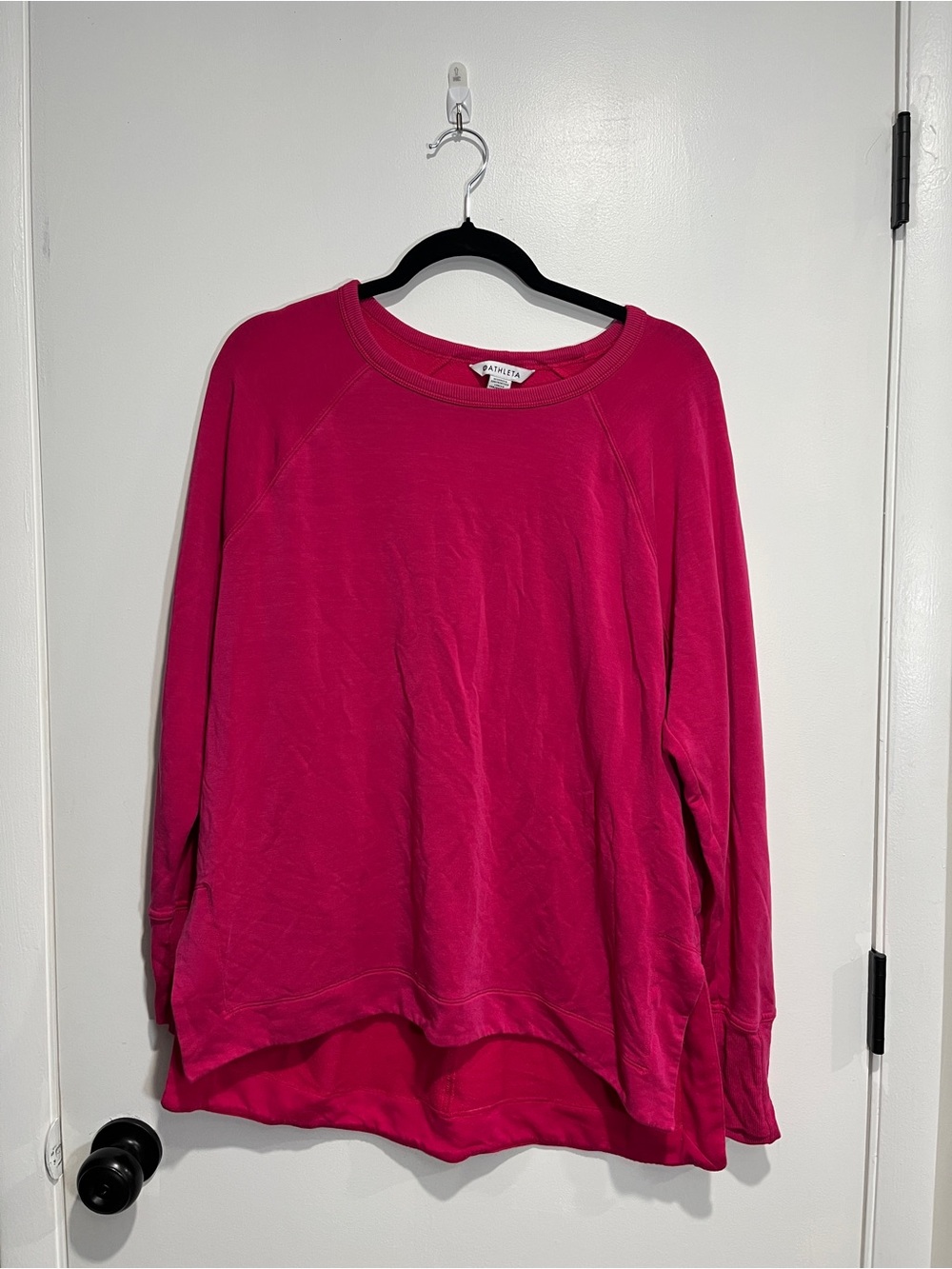 Athleta Pink Crewneck Sweatshirt Long Sleeve Raglan Pullover L